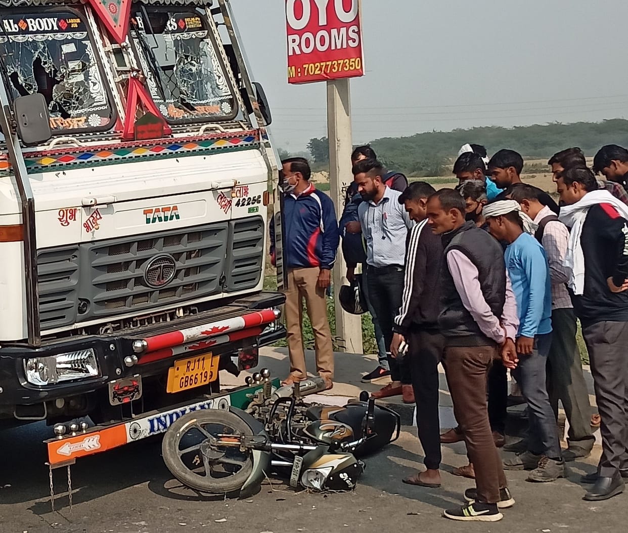Truck crushed a youth riding a motorcycle, villagers turned violent on policemen