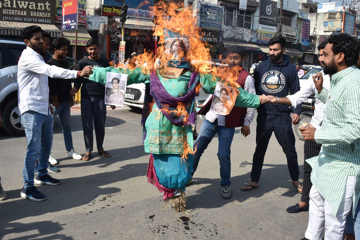 Anger flared against Kangana, effigy burnt