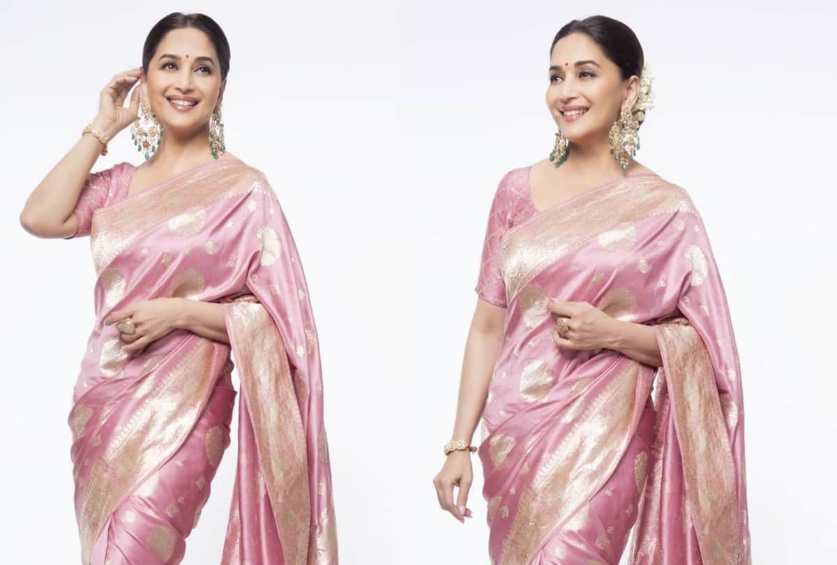 Madhuri Dixit Pink Silk saree photos and price