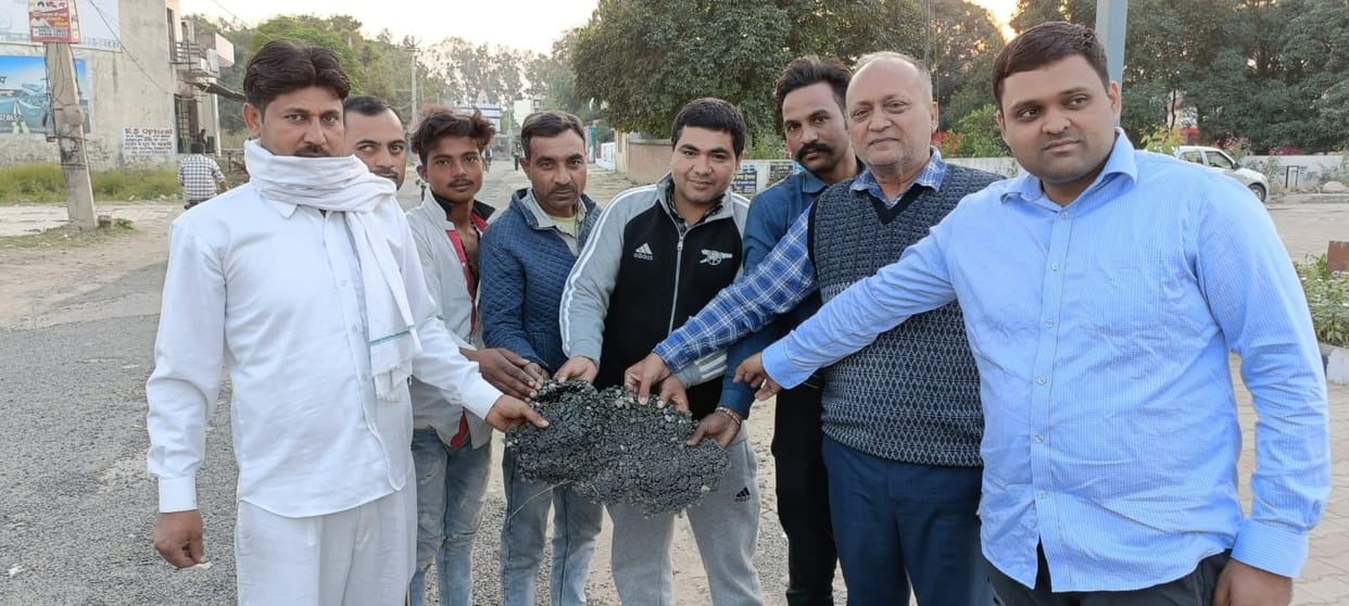 Ruined road after two days of repair, Yamunanagar