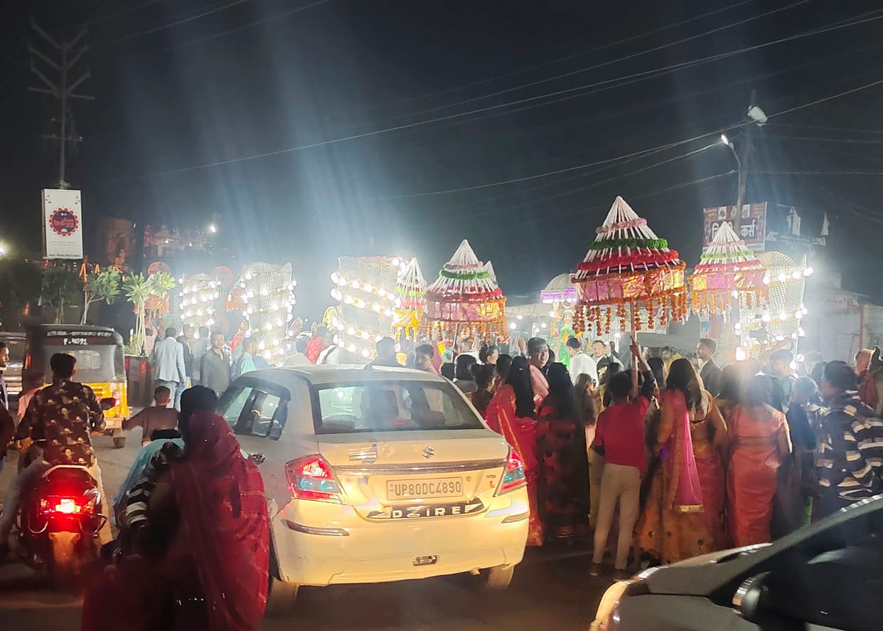 Traffic jam in the city on Devothatthan Ekadashi