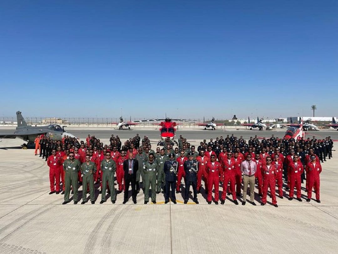 Dubai Air Show: Indian Air Force performs flight demonstration by Sarang Helicopter Display Team and LCA Tejas at Al Maktoum Airport