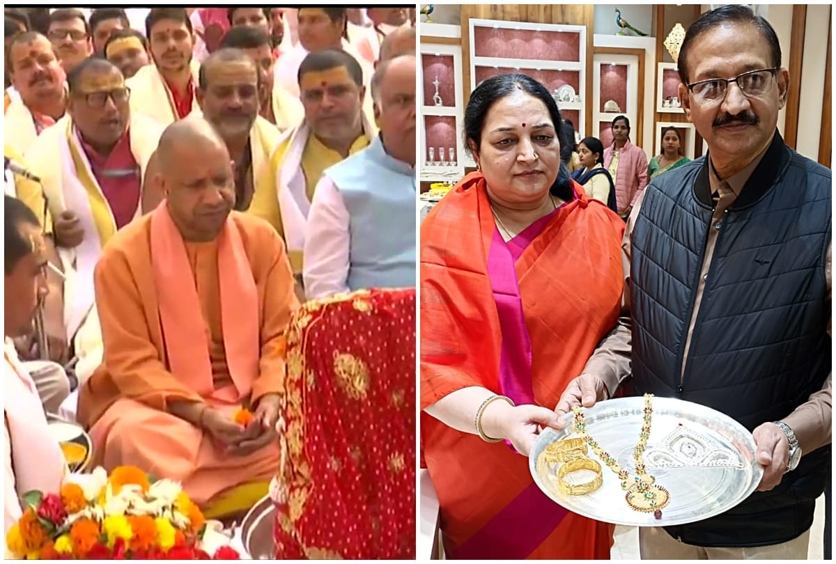 Maa Annapurna idol established in Kashi Vishwanath Dham devotee First offering silver crown  gold necklace and bracelet before pran pratistha