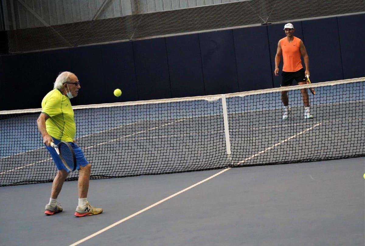 Tennis Nadal played a match against a 97 year old man also showed a museum of one thousand trophies