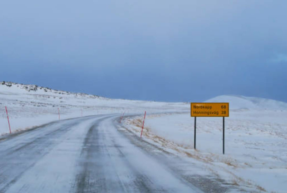 last road of the world  E-69 highway Norway in north pole where you have to go alone