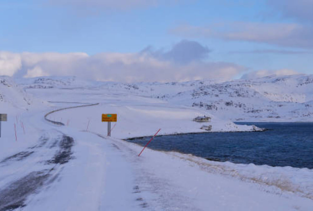 last road of the world  E-69 highway Norway in north pole where you have to go alone