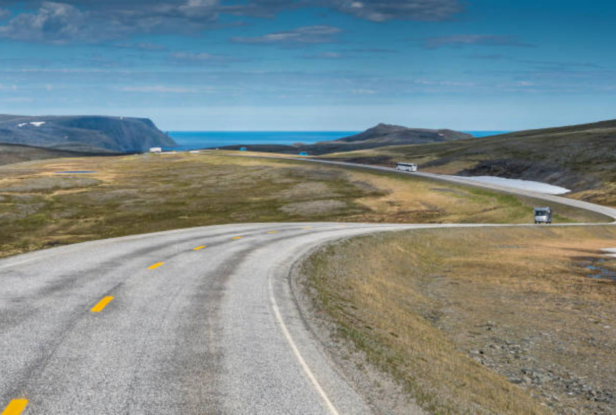 last road of the world  E-69 highway Norway in north pole where you have to go alone