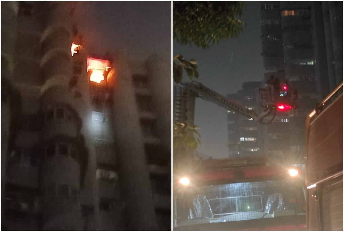 Ghaziabad: Fire breaks out in Panchmani Tower of Kaushambi, several fire tenders on the spot