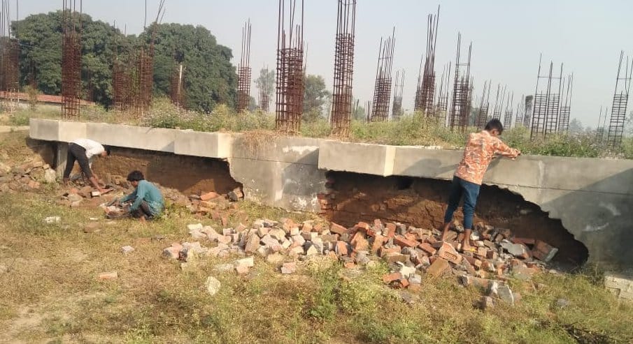 Started the repair work of the dilapidated foundation of the college
