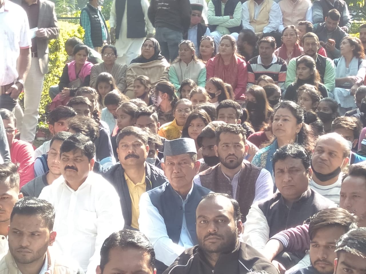 uttarakhand news: student union election demand, congress maun vrat, dav pg college student climb on tower, photos