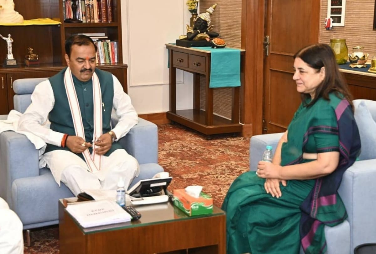 MP Menka Gandhi meets to Deputy CM Keshav Prasad maurya.