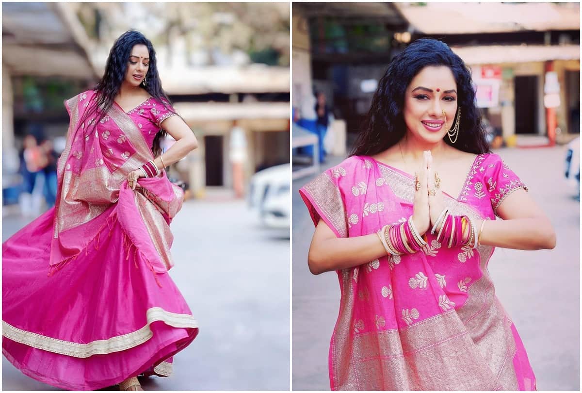 Social Media: Rupali Ganguly was seen giving a beautiful pose in a pink sari fans lost their hearts at the sensuous style