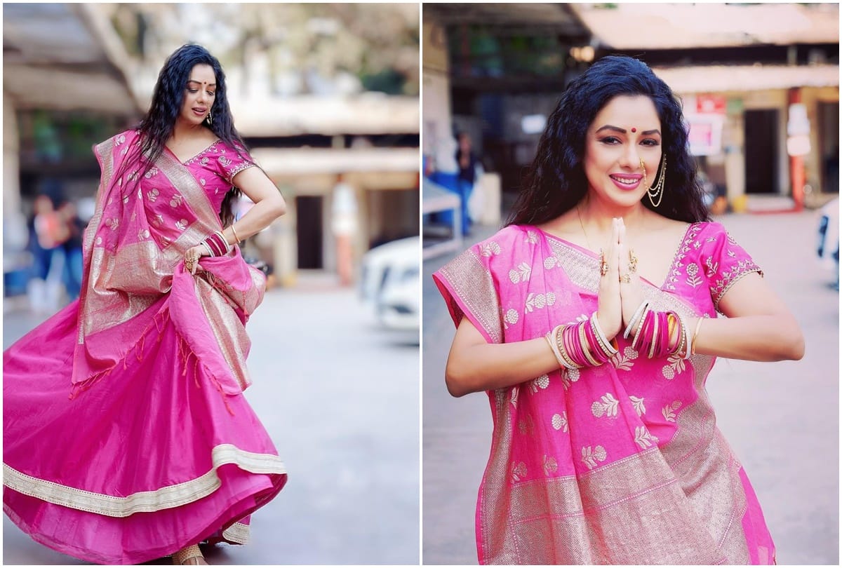 Social Media: Rupali Ganguly was seen giving a beautiful pose in a pink sari fans lost their hearts at the sensuous style