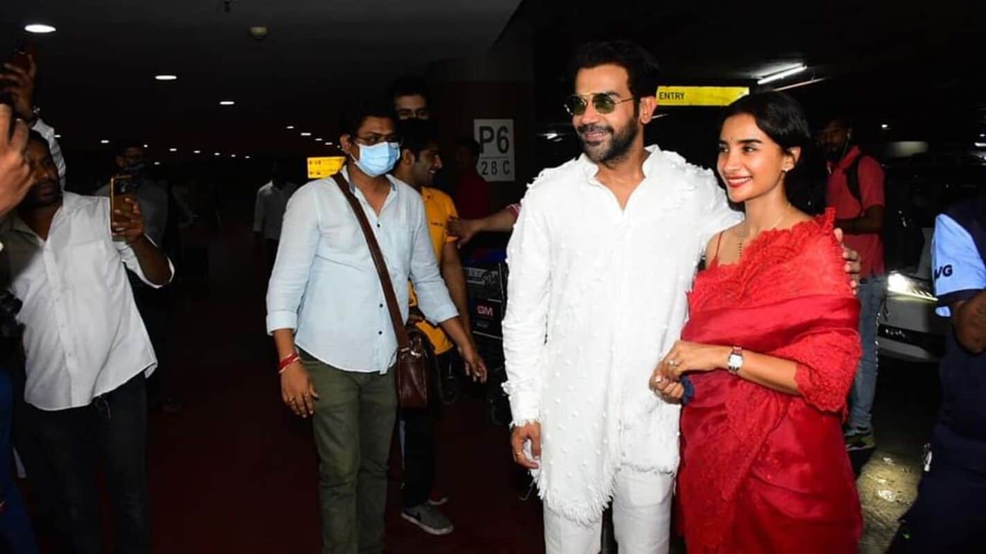 Photos: after marriage Rajkummar Rao and lady love Patralekha spotted in Mumbai airport,