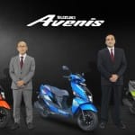 Mr. Satoshi Uchida, MD, SMIPL with Mr. Devashish Handa, VP, SMIPL at the launch of Suzuki Avenis