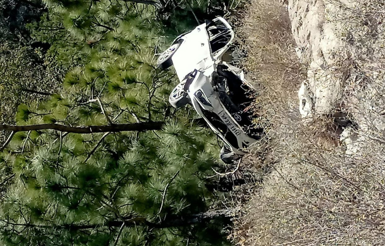 The car overturned from the road got stuck in the tree, the death of the doctor
