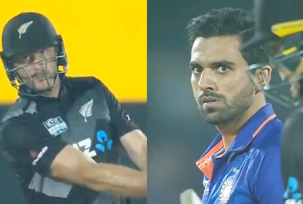 IND vs NZ: Deepak Chahar took revenge on Martin Guptill in this way, also stared at him; watch video | picture of deepak chahar looking Guptill viral after taking his wicket