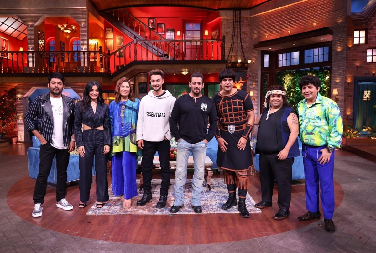 Salman khan Ayush sharma and mahima makwana grace the kapil sharma show with their presence for promoting film antim the final truth