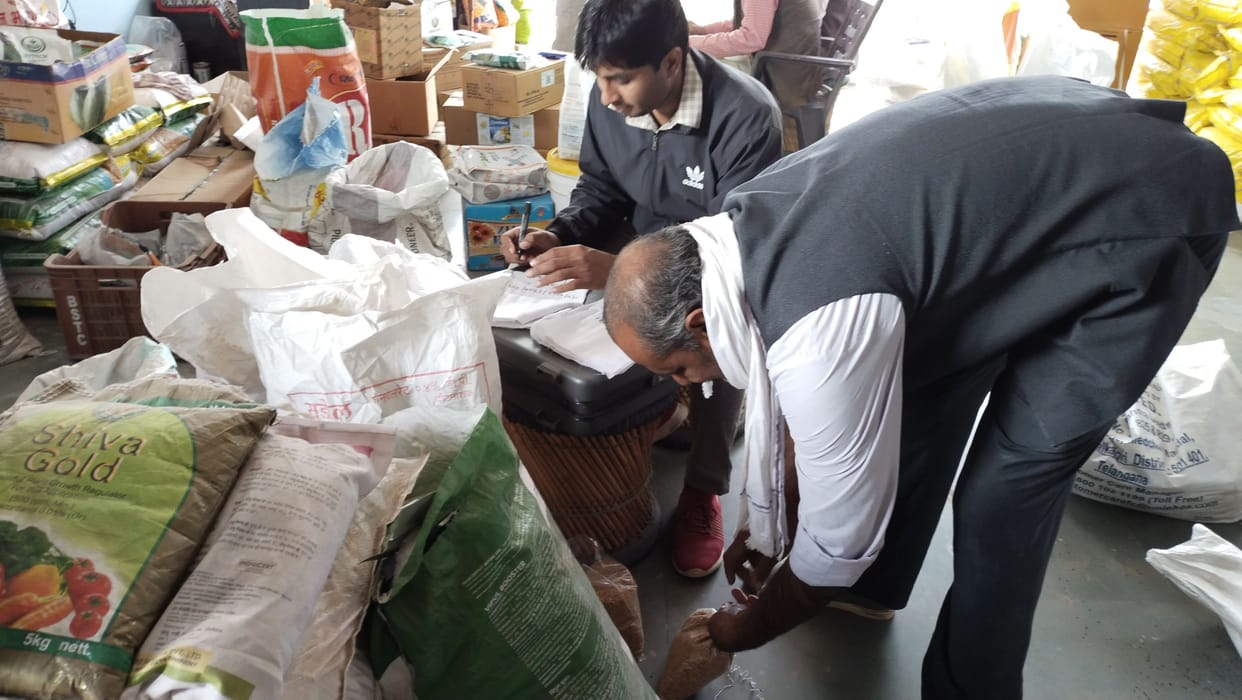 The team of Agriculture Department raided and took 14 samples of fertilizers and seeds from eight shops