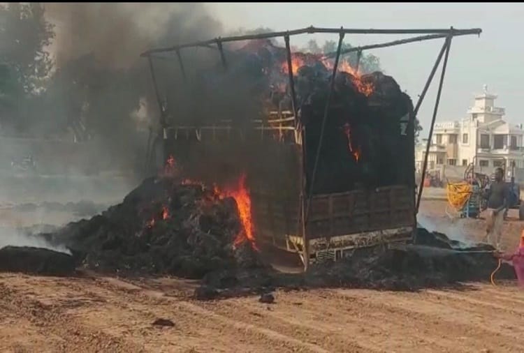 fire broke out in stubble at two places in Fatehabad