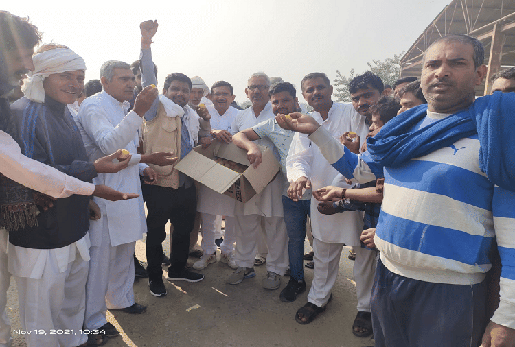 Farmers celebrated in Jhajjar on the announcement of withdrawal of agricultural law