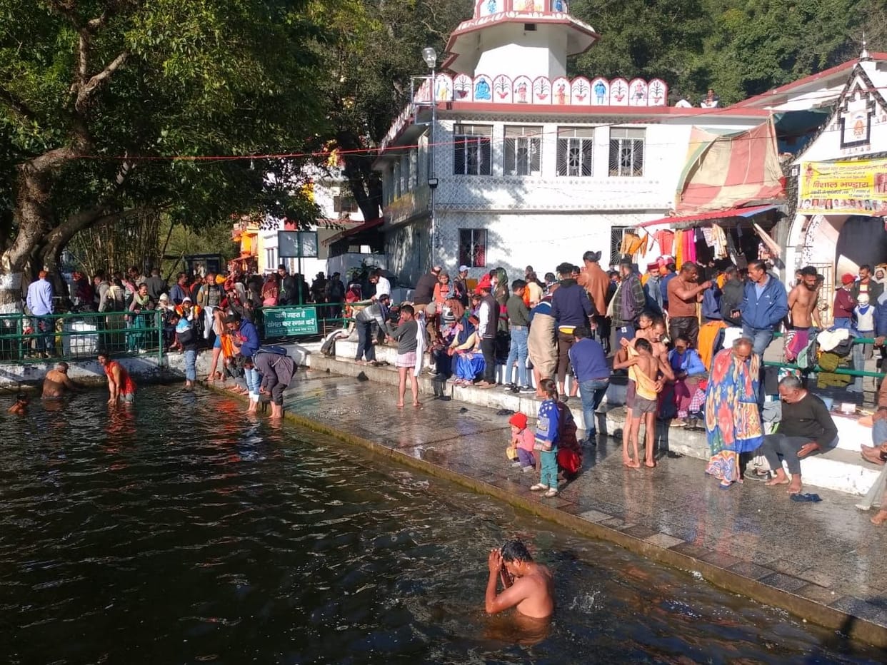 holy bath in lake