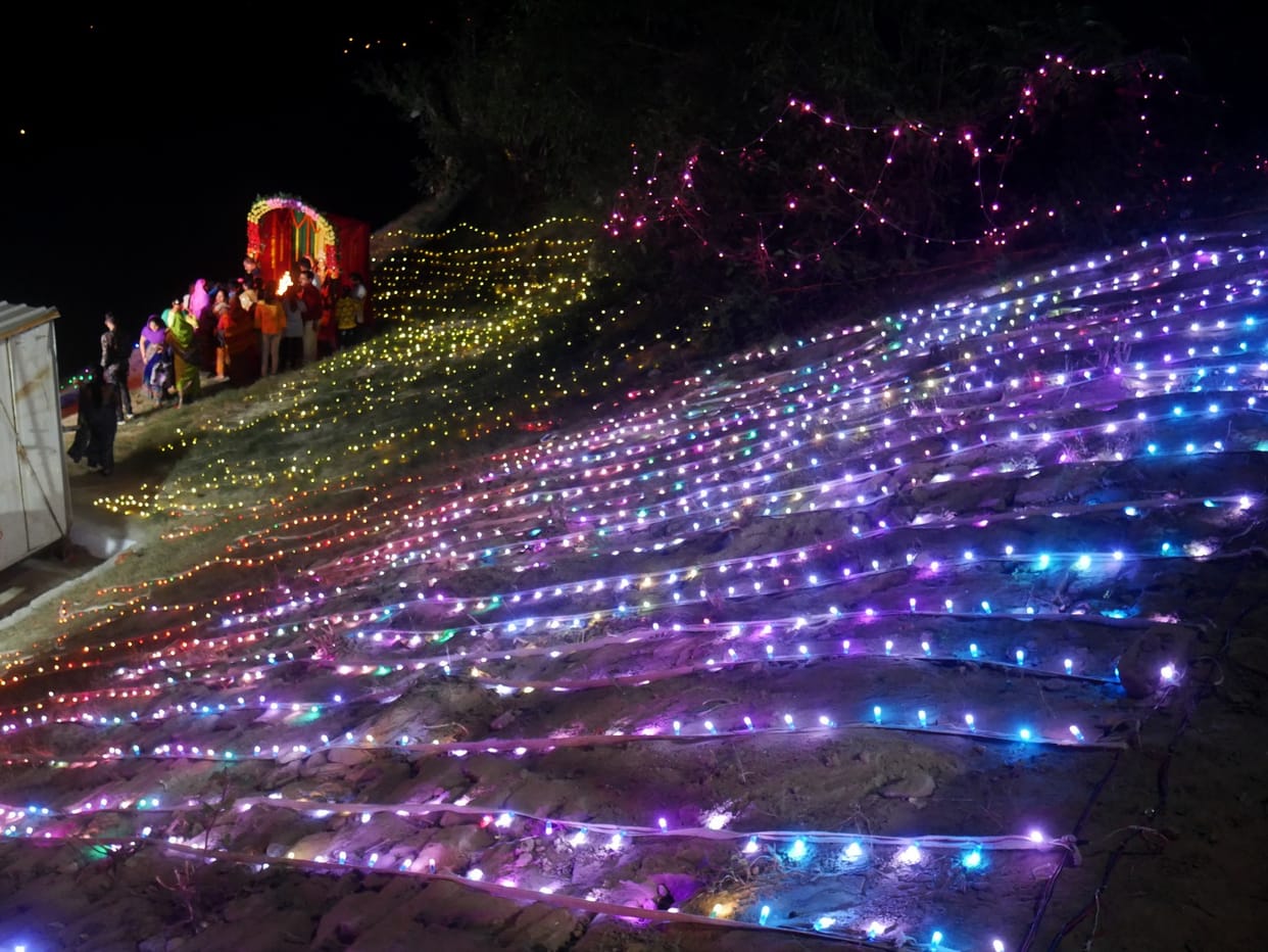 Ganga Ghat is lit with lamps on Dev Deepawali