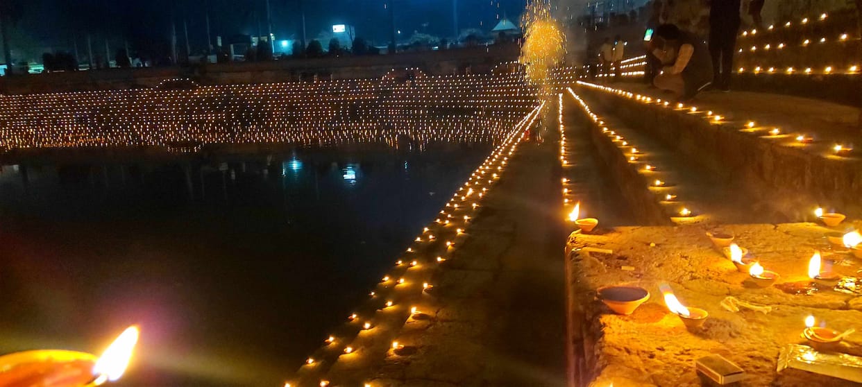 Innumerable lamps lit up