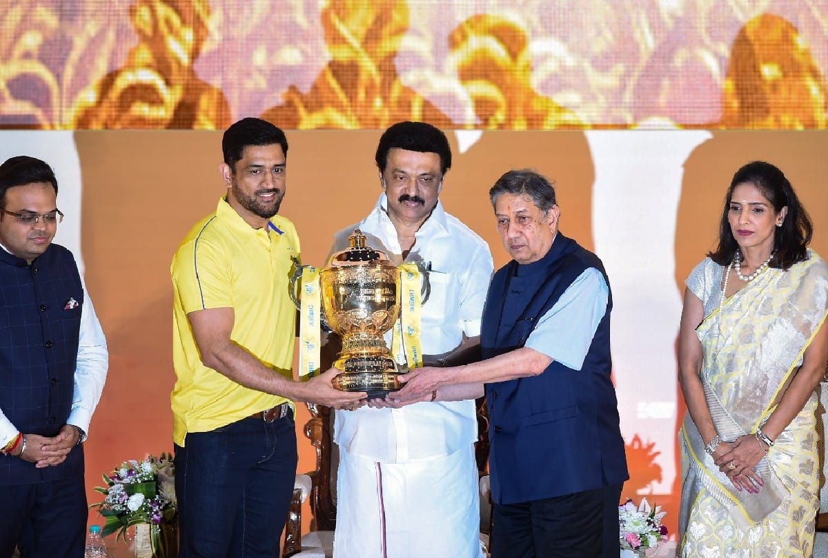 CSK celebrated IPL 2021 Victory after Dhoni returned to india jay shah and kapildev joined