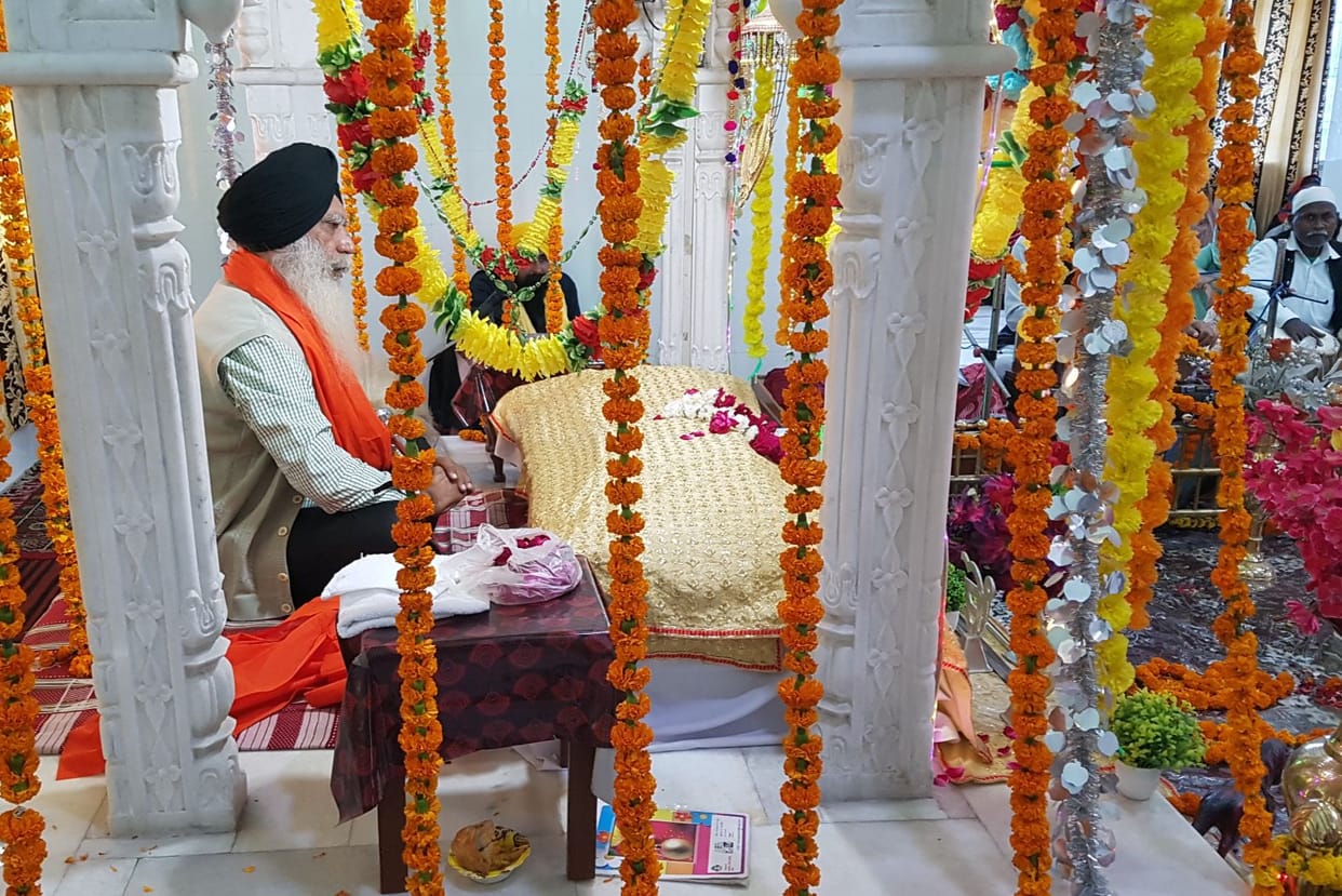 Shabad Kirtan's court decorated on the festival of light