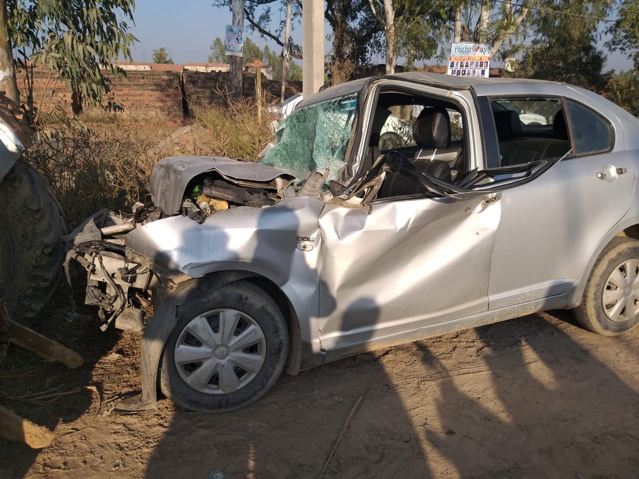Three killed, two injured in tractor trolley and swift car collision, Yamunanagar