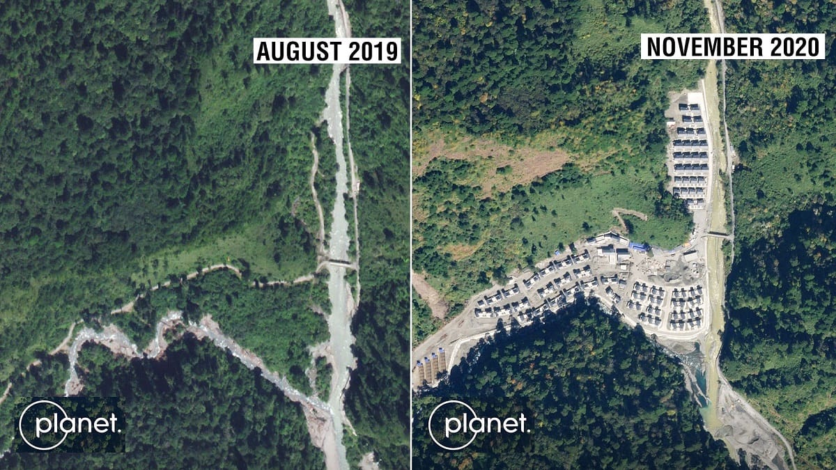 Congress leader Abhishek Manu Singhvi alleged China buildup a village inside India land, as Maxor and Planet Labs Satellite images shown