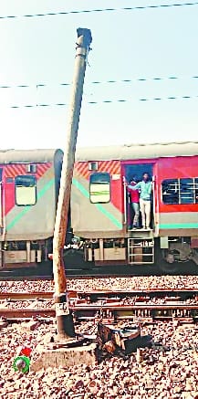 Signal broken through open window of goods train, rail traffic affected