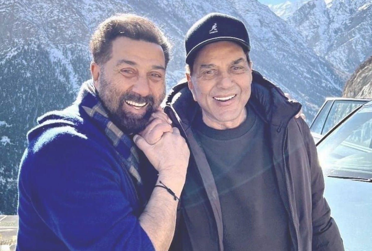 bollywood actor dharmendra in manali with son sunny deol