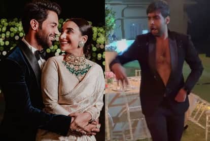 rajkumar rao and patrlekhaa reception abhishek banerjee dance heart out on amitabh bachchan song jumma chumma