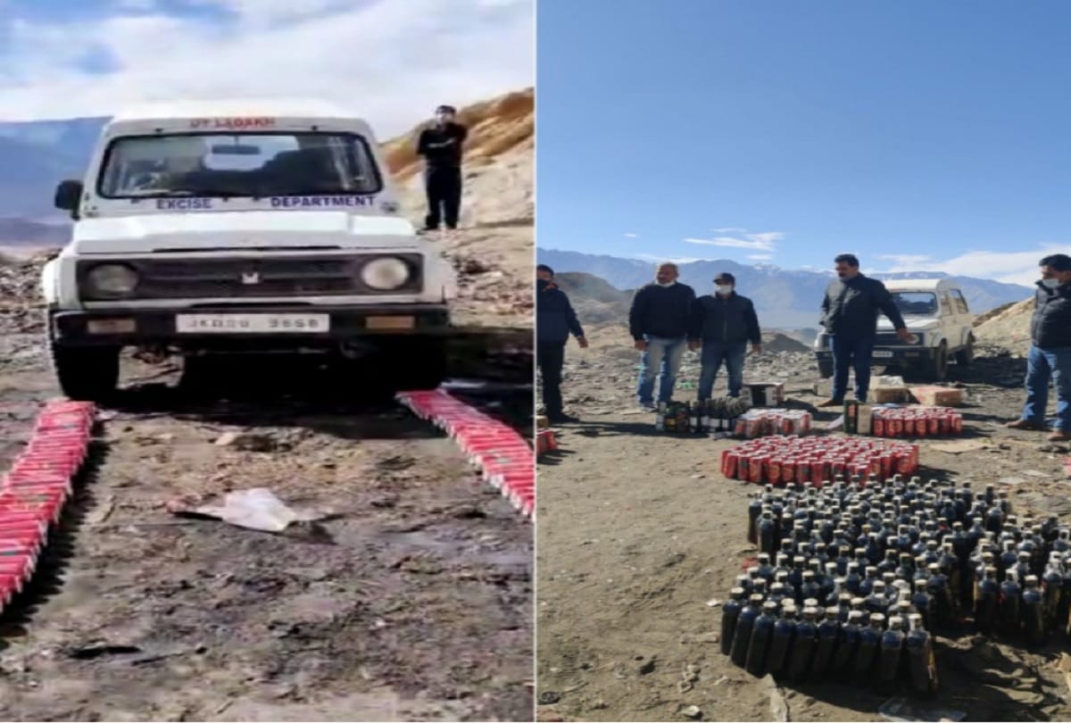 Excise department caught liquor transported from Delhi to Leh, destroyed 270 liters of illegal liquor