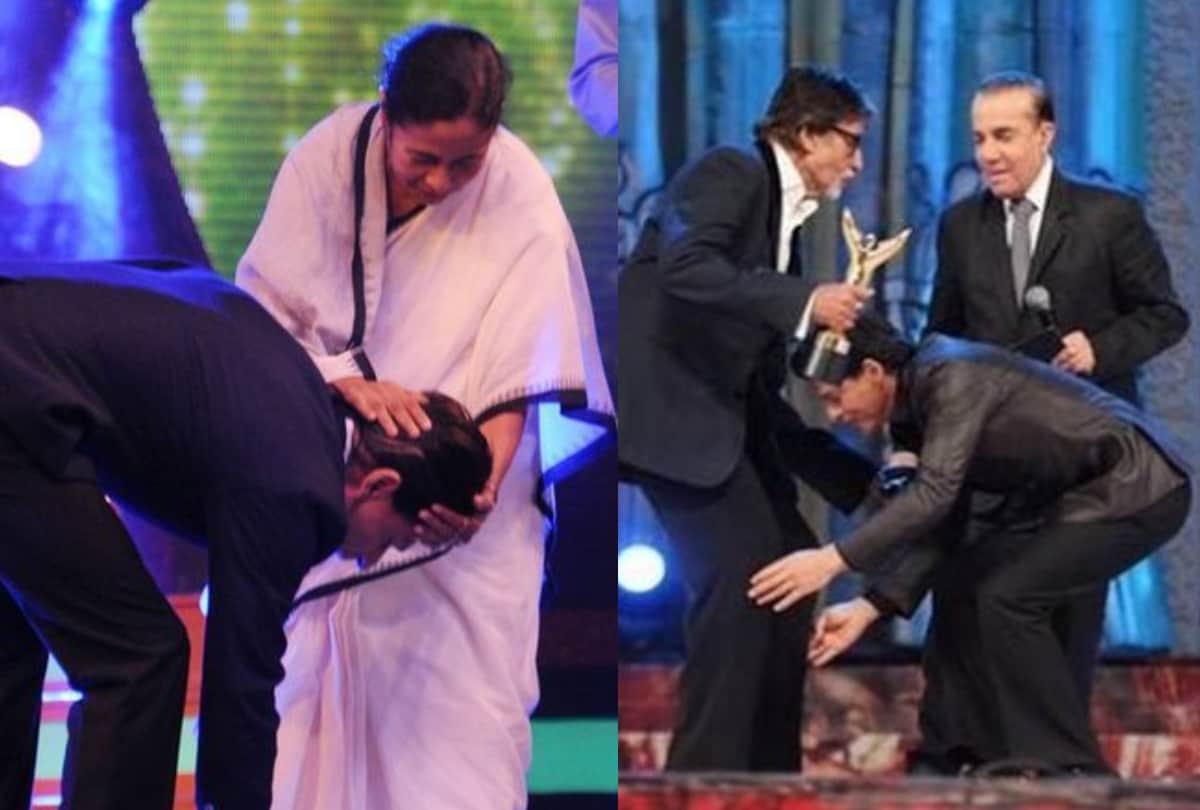 these bollywood stars are never shy to touch their feet the gathering has received praise from their rituals in hindi