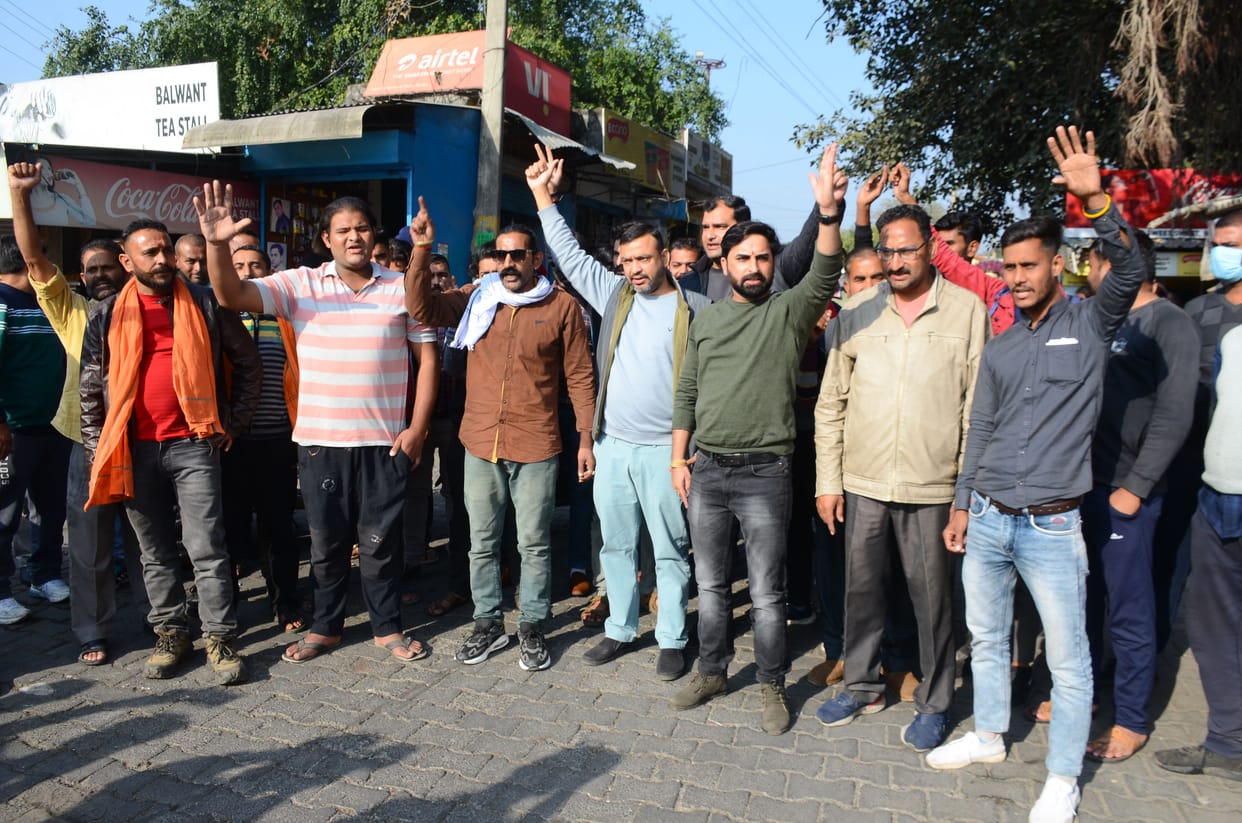 Local people demonstrated by blocking the link road