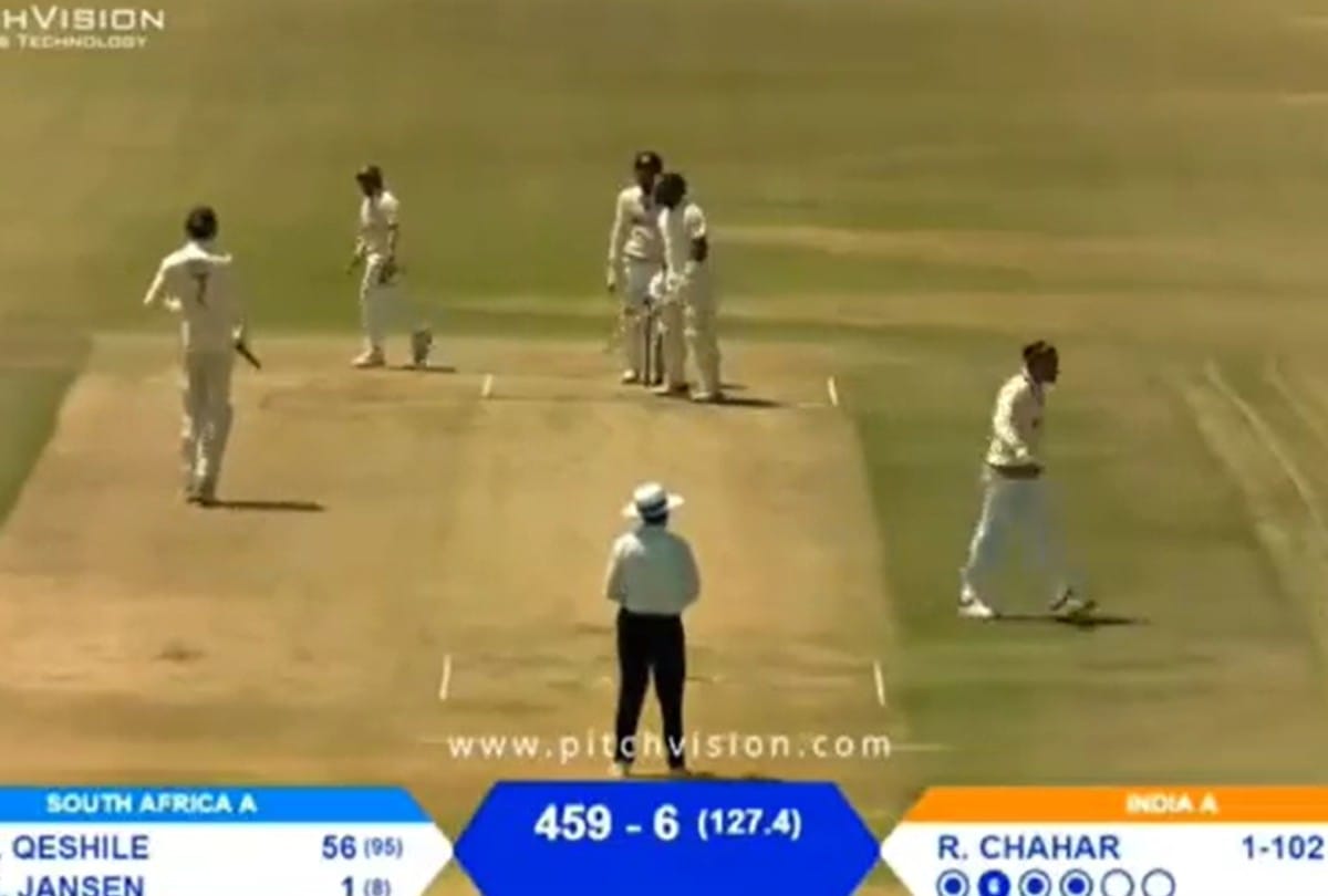 IND A vs SA A Rahul chahar throws sunglasses in anger after umpire denies LBW appeal video