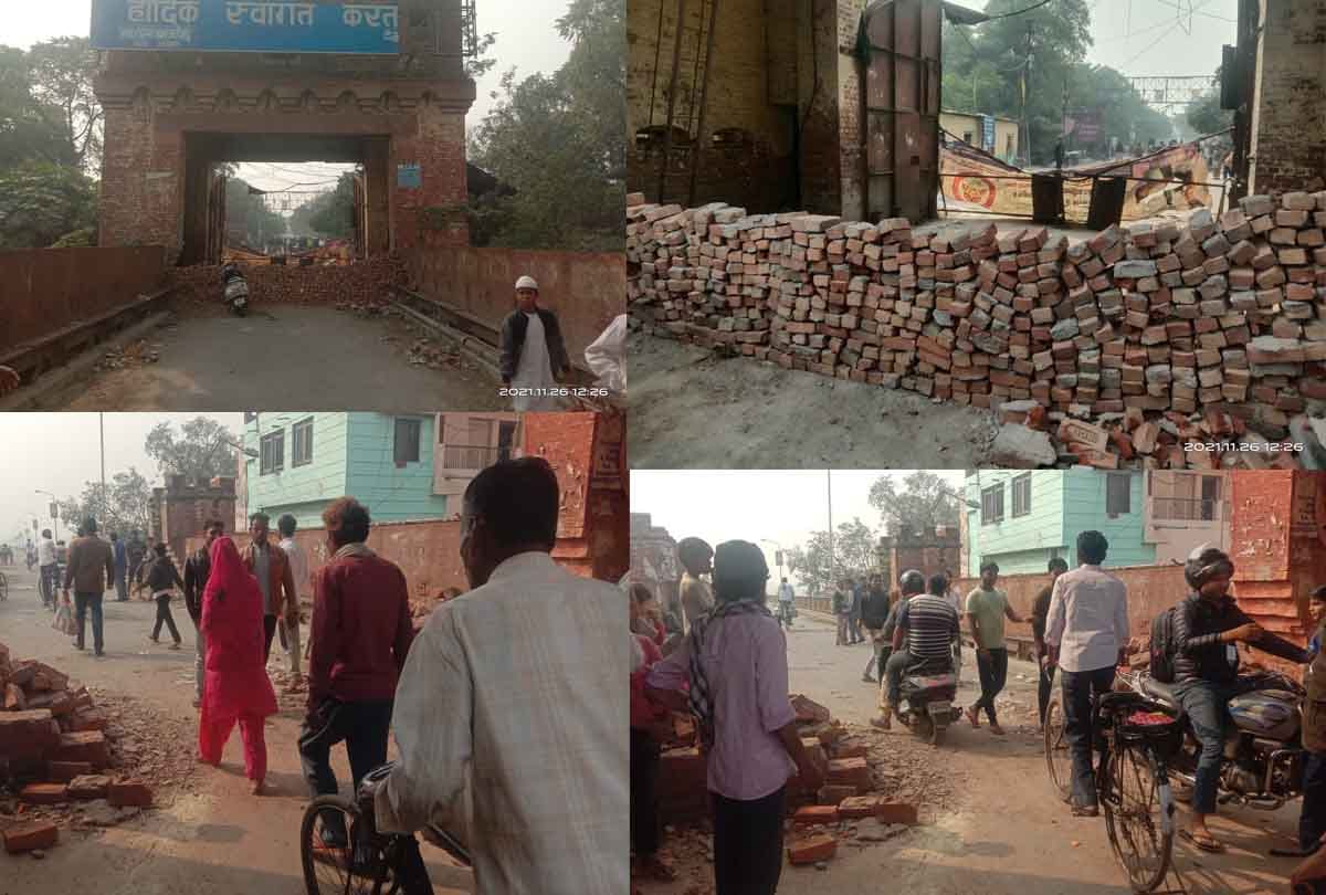 Kanpur: crowd troubled by traffic jam broke the wall on the old Ganga bridge, was closed for eight months