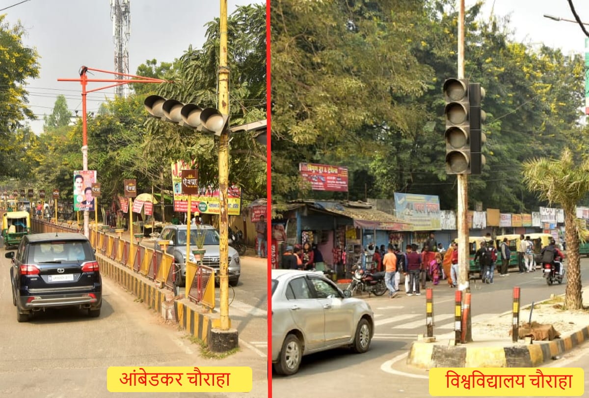 traffic lights installed earlier in Gorakhpur not lit now new ones installed