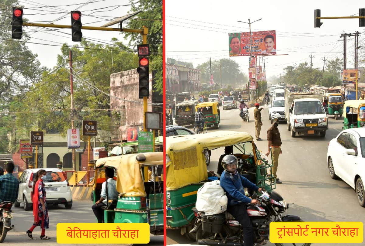 traffic lights installed earlier in Gorakhpur not lit now new ones installed