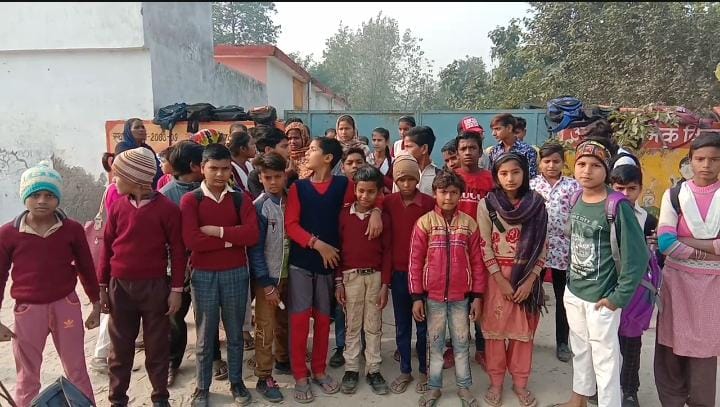 Children took to the streets on the suspension of the headmaster