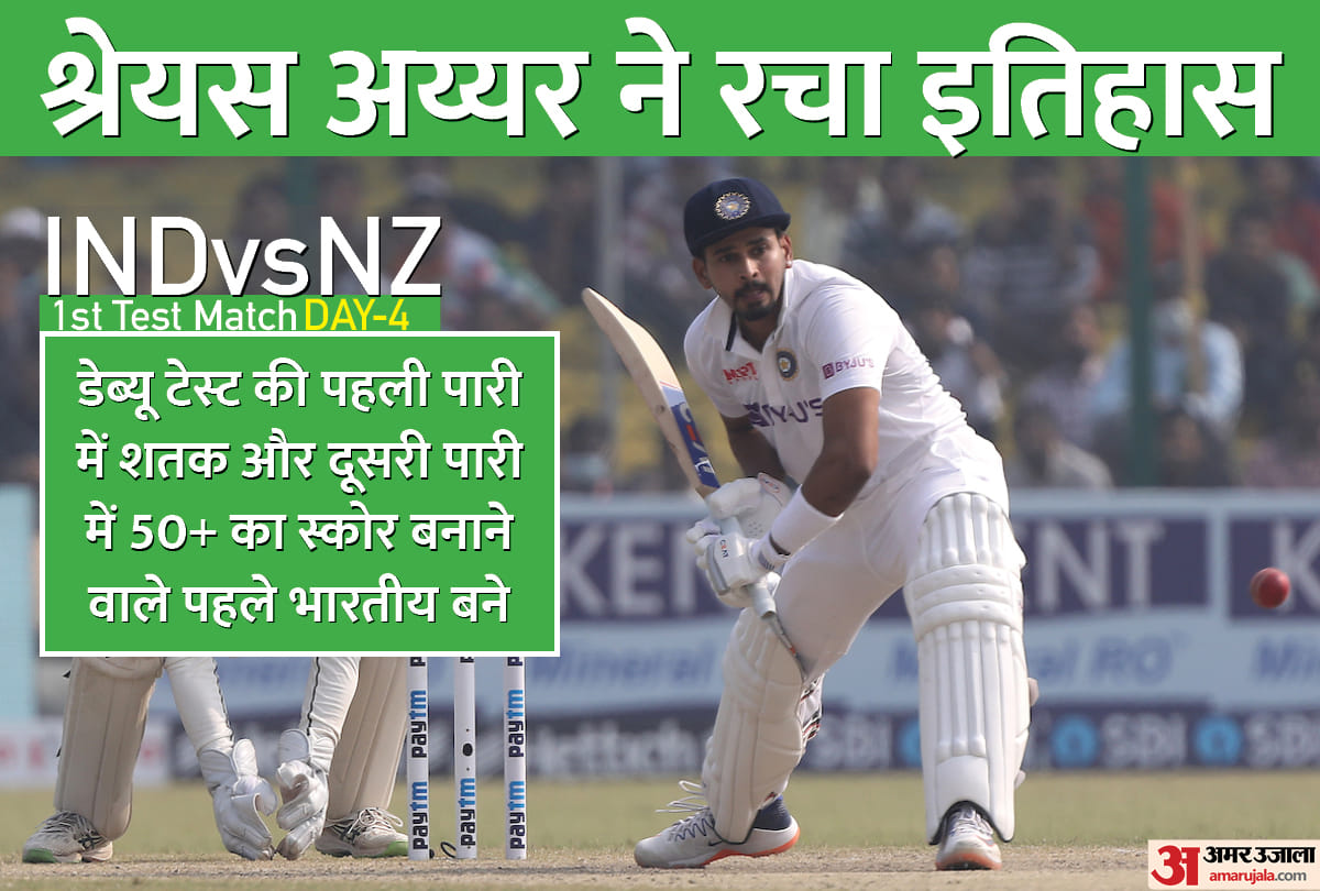 IND vs NZ 1st Test Shreyas Iyer created history in Kanpur Test 16th cricketer in the world to have this record