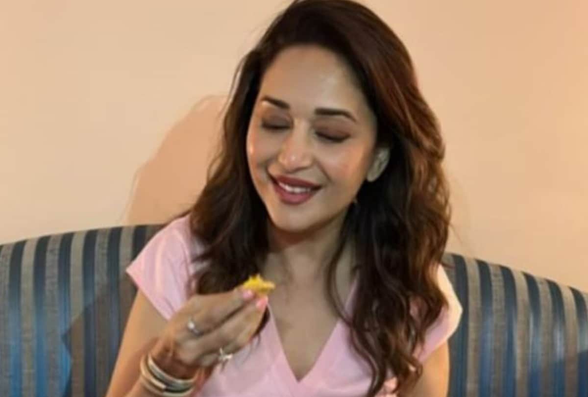 madhuri dixit enjoying gujarati traditional food says it is tasty farewell