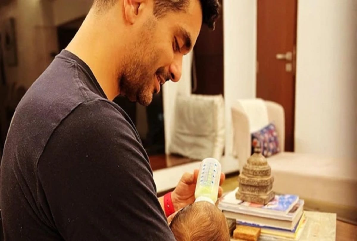 Angad Bedi feeds one month old son Neha Dhupia can't stop crushing on them