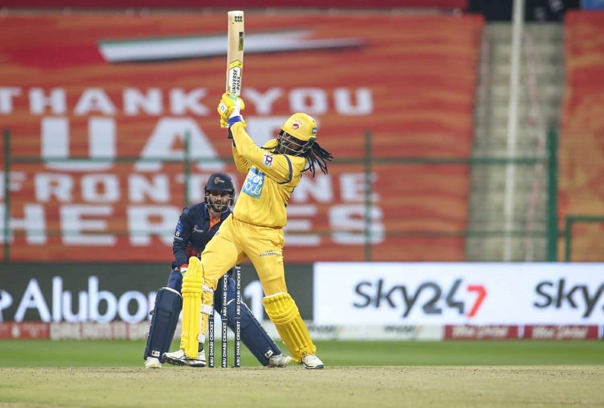 Abu Dhabi T10 League Team Abu Dhabi beats Chennai Braves by 7 wickets Chris Gayle hits 30 runs just 16 balls