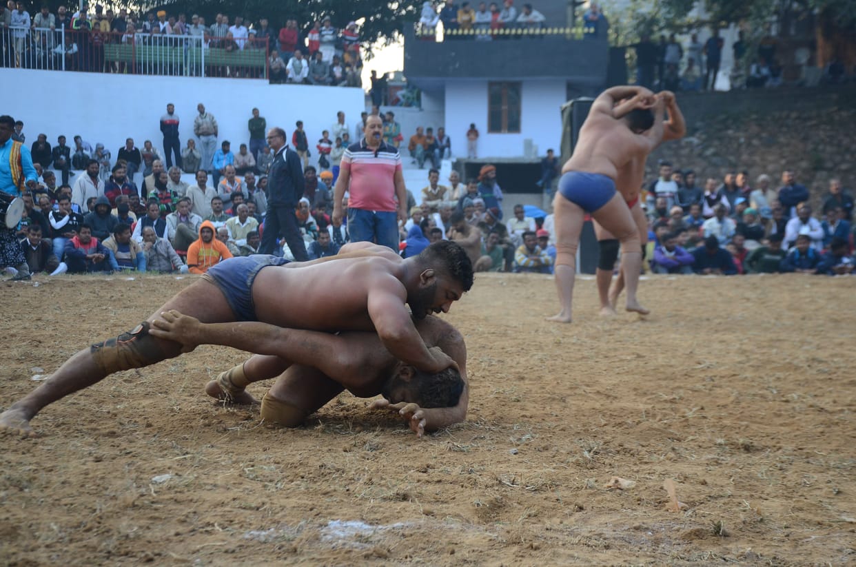 Wrestlers showed stamina in the annual Chhinj
