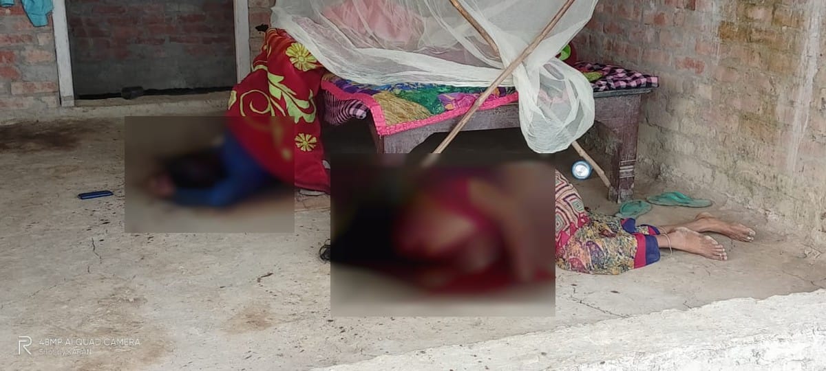 double murder in Azamgarh: Lekhpal husband and wife murdered with sharp weapons dead bodies lying in blooded