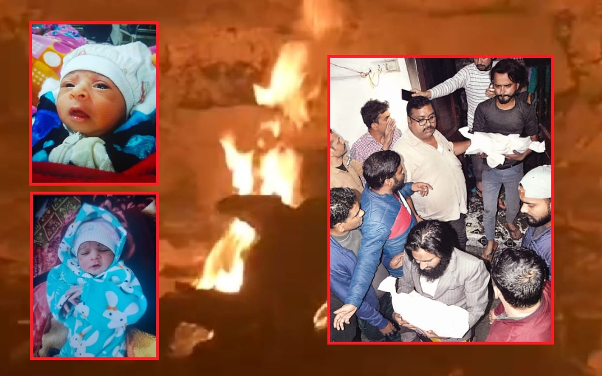 two newly born girl burnt alive after a cylinder caught fire after Gas leak in Meerut